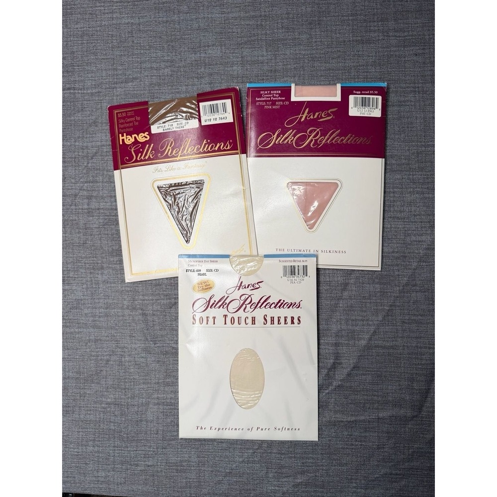 Lot of 3 | Vintage VTG Hanes Silk Reflections Pantyhose | Size CD